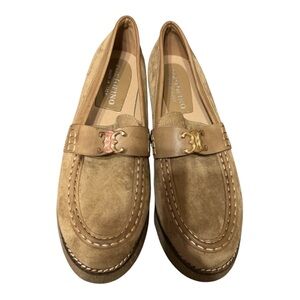Portofino Italy Suede Loafers Gold Horsebit Moc Toe Size 40 (US 9)